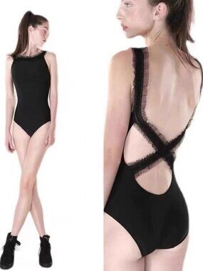 Just A Corpse Eleanor Leotard Black - cross back